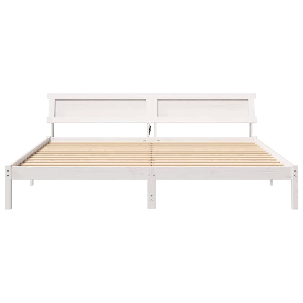 vidaXL Bed Frame with Headboard White 180 x 200 cm Solid Pine Wood