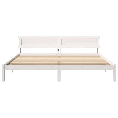 vidaXL Bed Frame with Headboard White 180 x 200 cm Solid Pine Wood