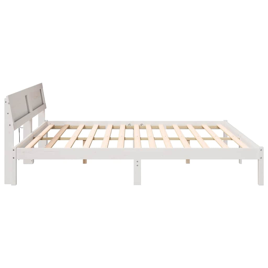 vidaXL Bed Frame with Headboard White 180 x 200 cm Solid Pine Wood
