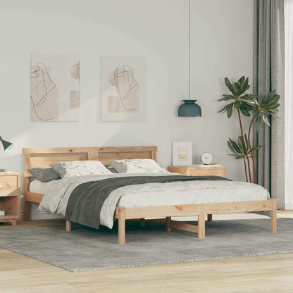 vidaXL Bed Frame with Headboard Brown 160 x 200 cm Solid Pine Wood