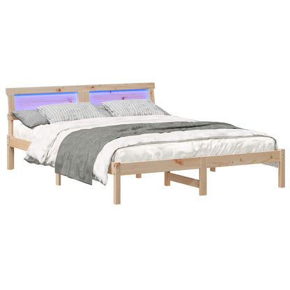 vidaXL Bed Frame with Headboard Brown 160 x 200 cm Solid Pine Wood