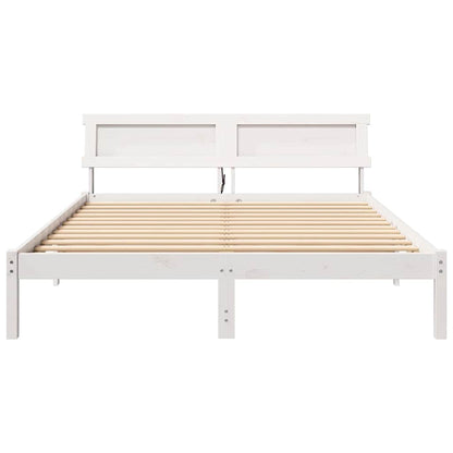 vidaXL Bed Frame with Headboard White 160 x 200 cm Solid Pine Wood