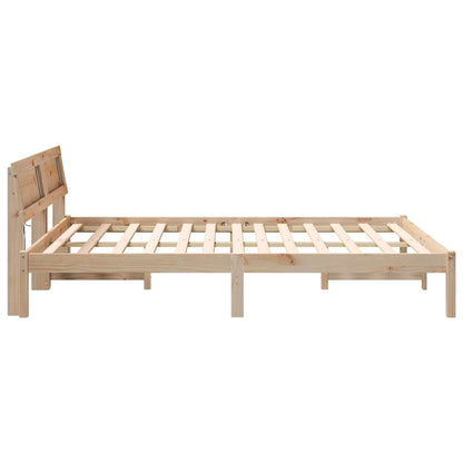 vidaXL Bed Frame with Headboard Brown 150 x 200 cm Solid Pine Wood
