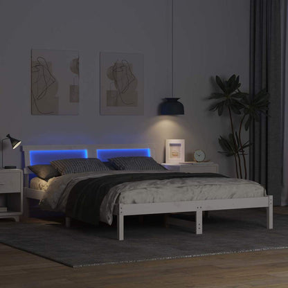 vidaXL Bed Frame with Headboard White 140 x 200 cm Solid Pine Wood