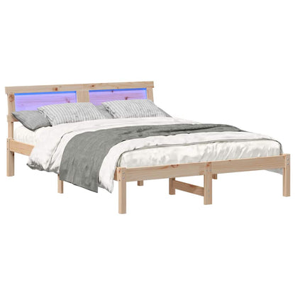 vidaXL Bed Frame with Headboard Brown 140 x 190 cm Solid Pine Wood