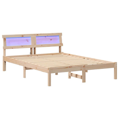 vidaXL Bed Frame with Headboard Brown 135 x 190 cm Solid Pine Wood