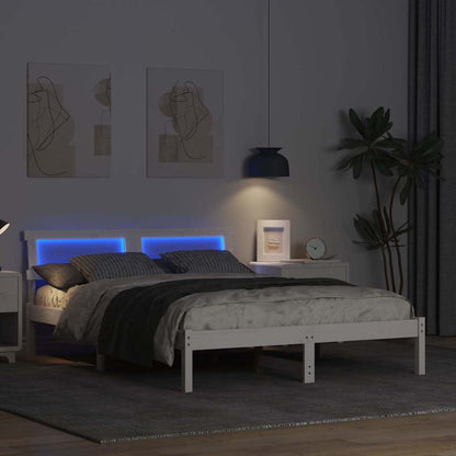 vidaXL Bed Frame with Headboard White 135 x 190 cm Solid Pine Wood