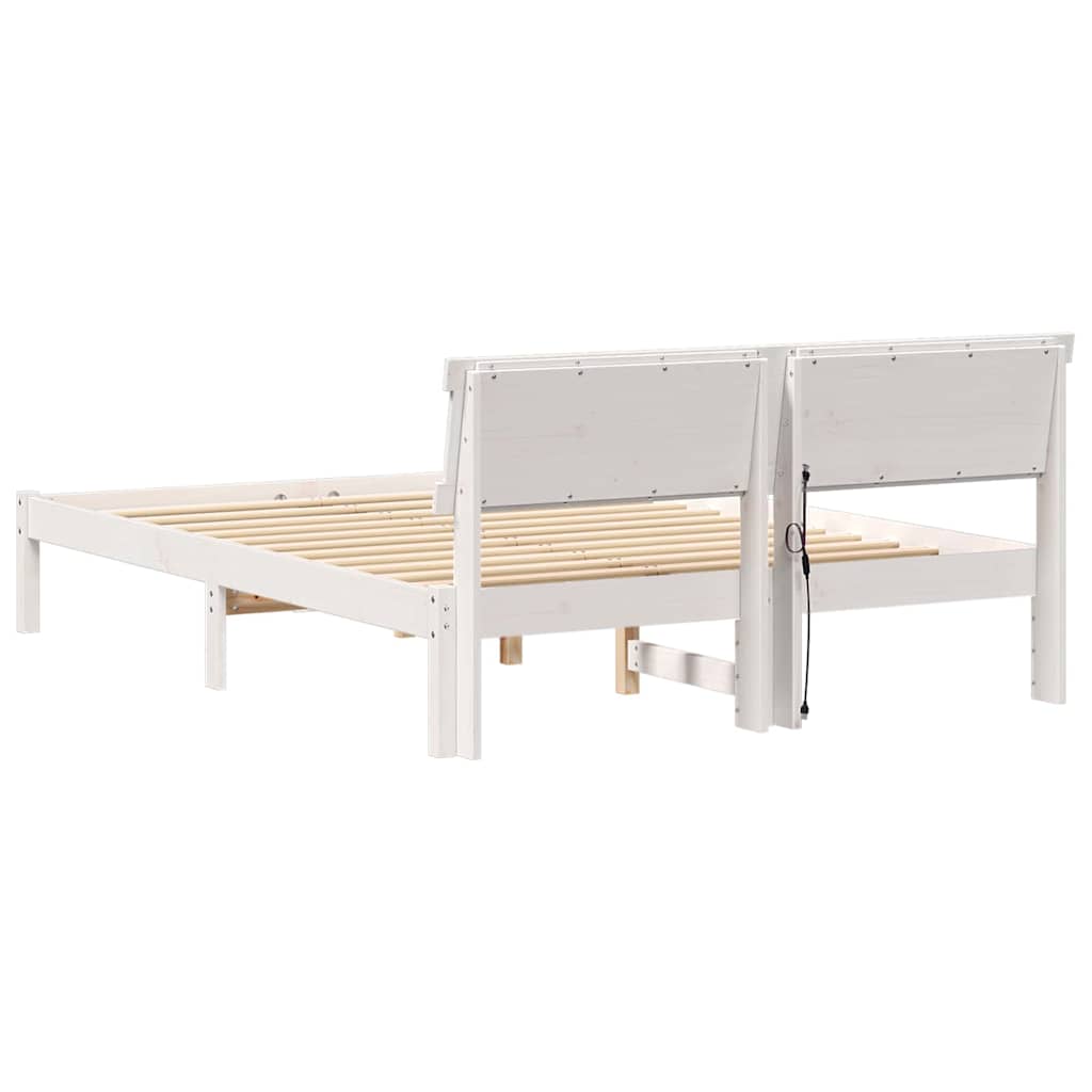 vidaXL Bed Frame with Headboard White 120 x 190 cm Solid Pine Wood