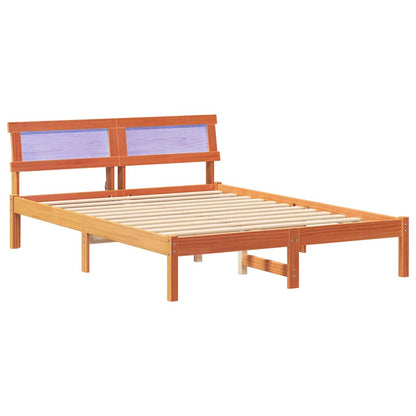vidaXL Bed Frame with Headboard Wax Brown 120 x 190 cm Solid Pine Wood