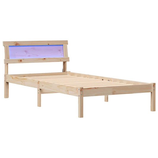 vidaXL Bed Frame with Headboard Brown 80 x 200 cm Solid Pine Wood