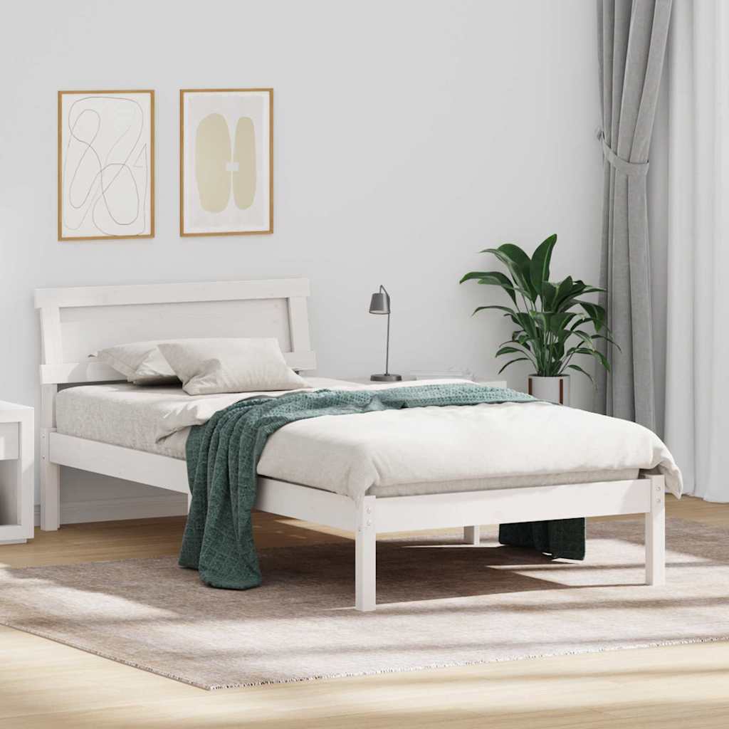 vidaXL Bed Frame with Headboard White 80 x 200 cm Solid Pine Wood