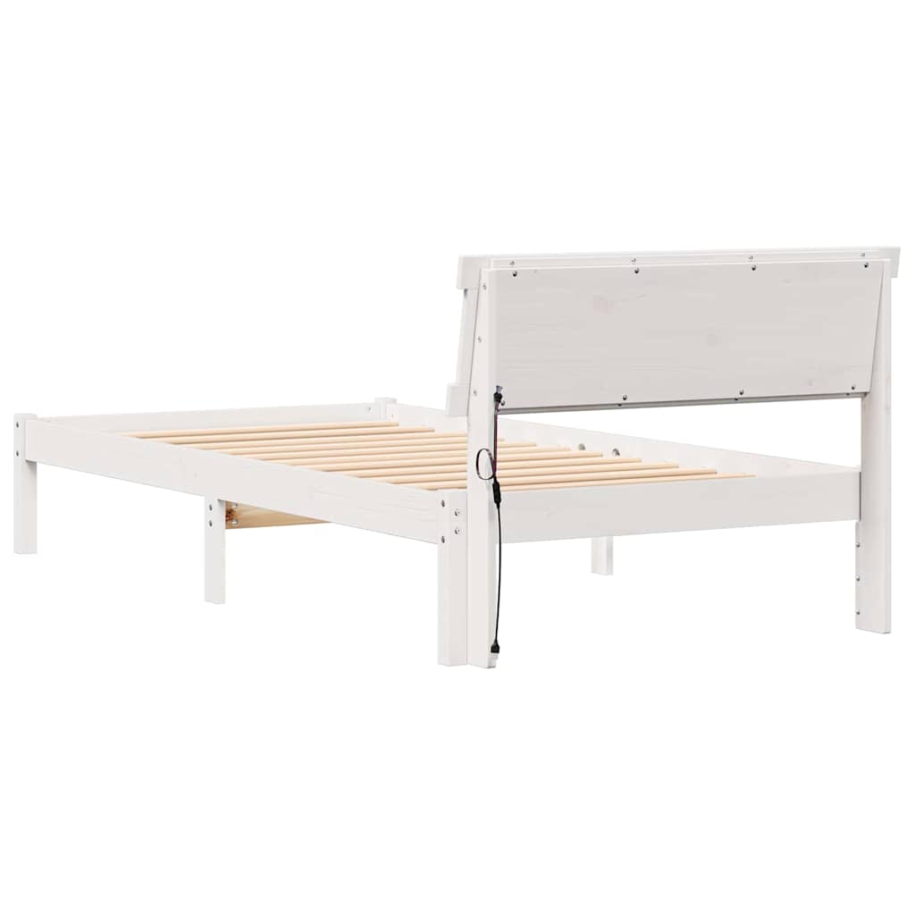 vidaXL Bed Frame with Headboard White 80 x 200 cm Solid Pine Wood
