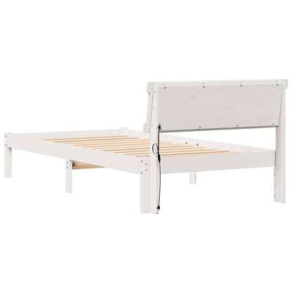 vidaXL Bed Frame with Headboard White 90 x 190 cm Solid Pine Wood