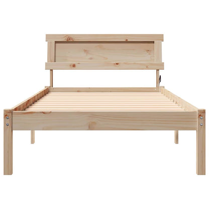 vidaXL Bed Frame with Headboard Brown 75 x 190 cm Solid Pine Wood