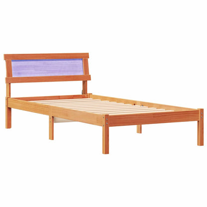 vidaXL Bed Frame with Headboard Wax Brown 75 x 190 cm Solid Pine Wood