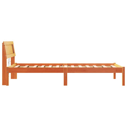 vidaXL Bed Frame with Headboard Wax Brown 75 x 190 cm Solid Pine Wood