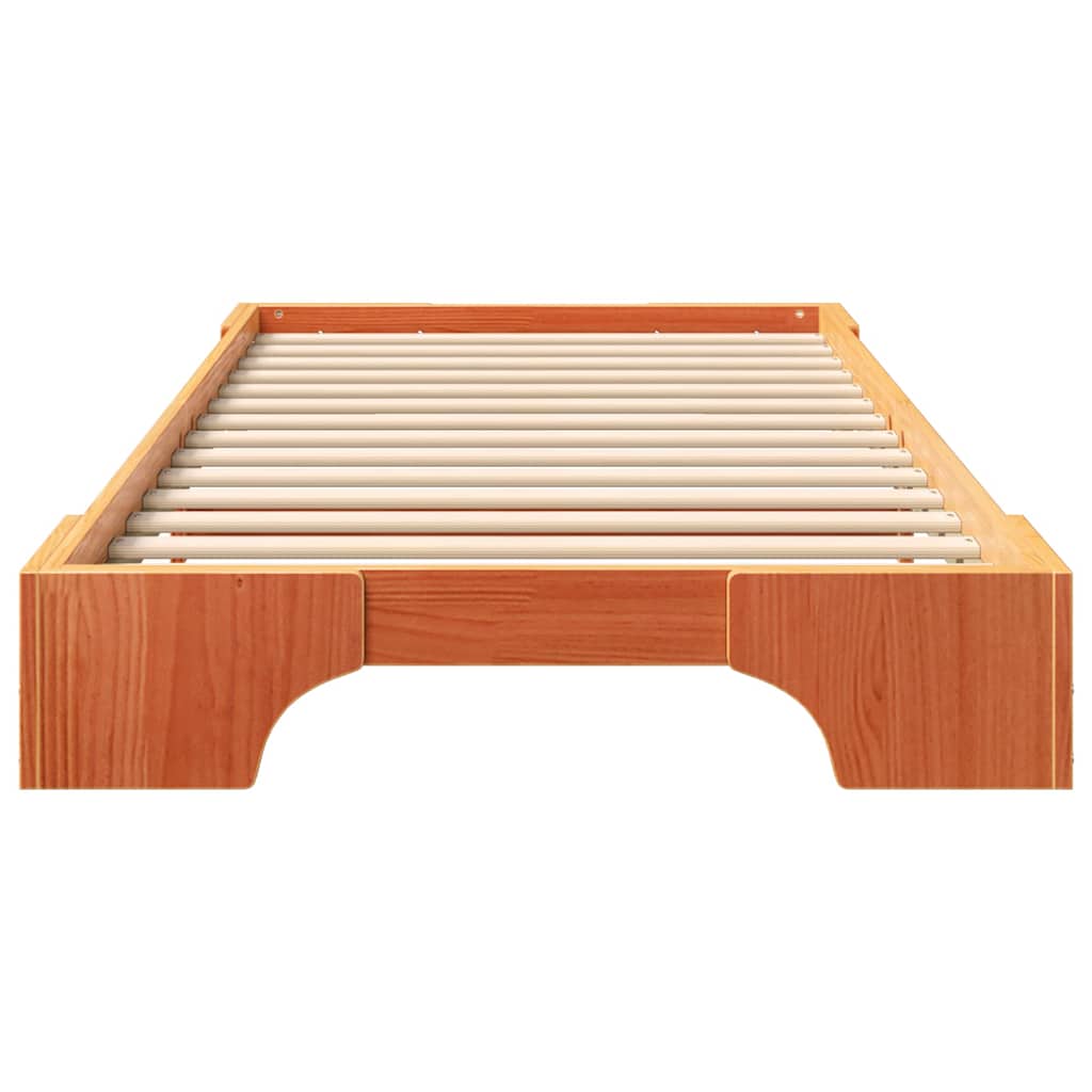 vidaXL Bed Frame Brown 100 x 210 cm Solid Pine Wood