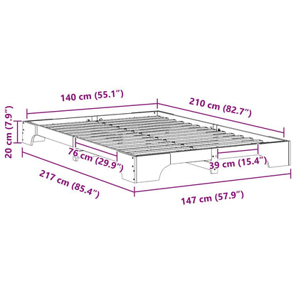vidaXL Bed Frame White 140 x 210 cm Solid Pine Wood