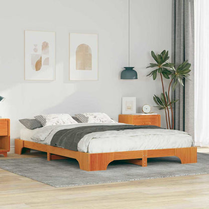 vidaXL Bed Frame Brown 140 x 210 cm Solid Pine Wood