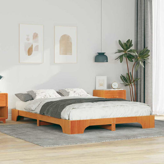 vidaXL Bed Frame Brown 140 x 210 cm Solid Pine Wood