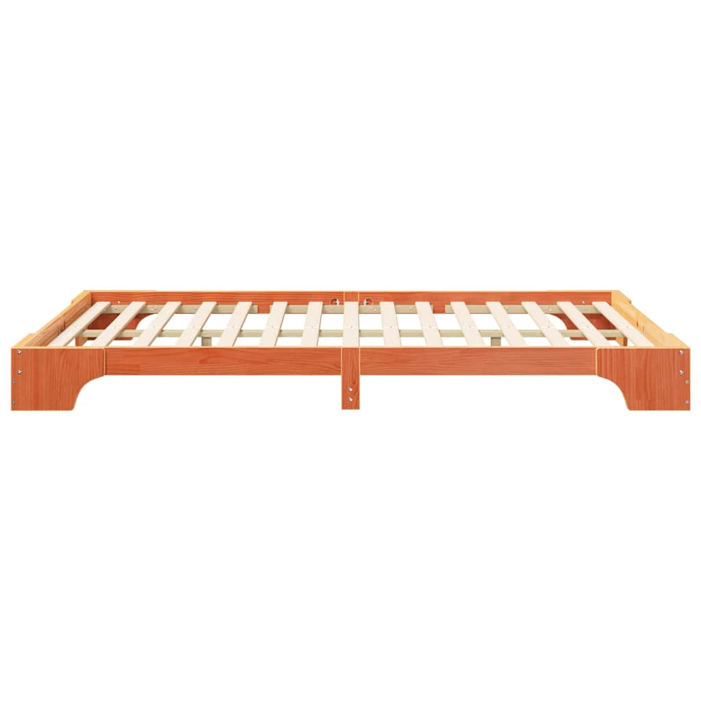 vidaXL Bed Frame Brown 140 x 210 cm Solid Pine Wood