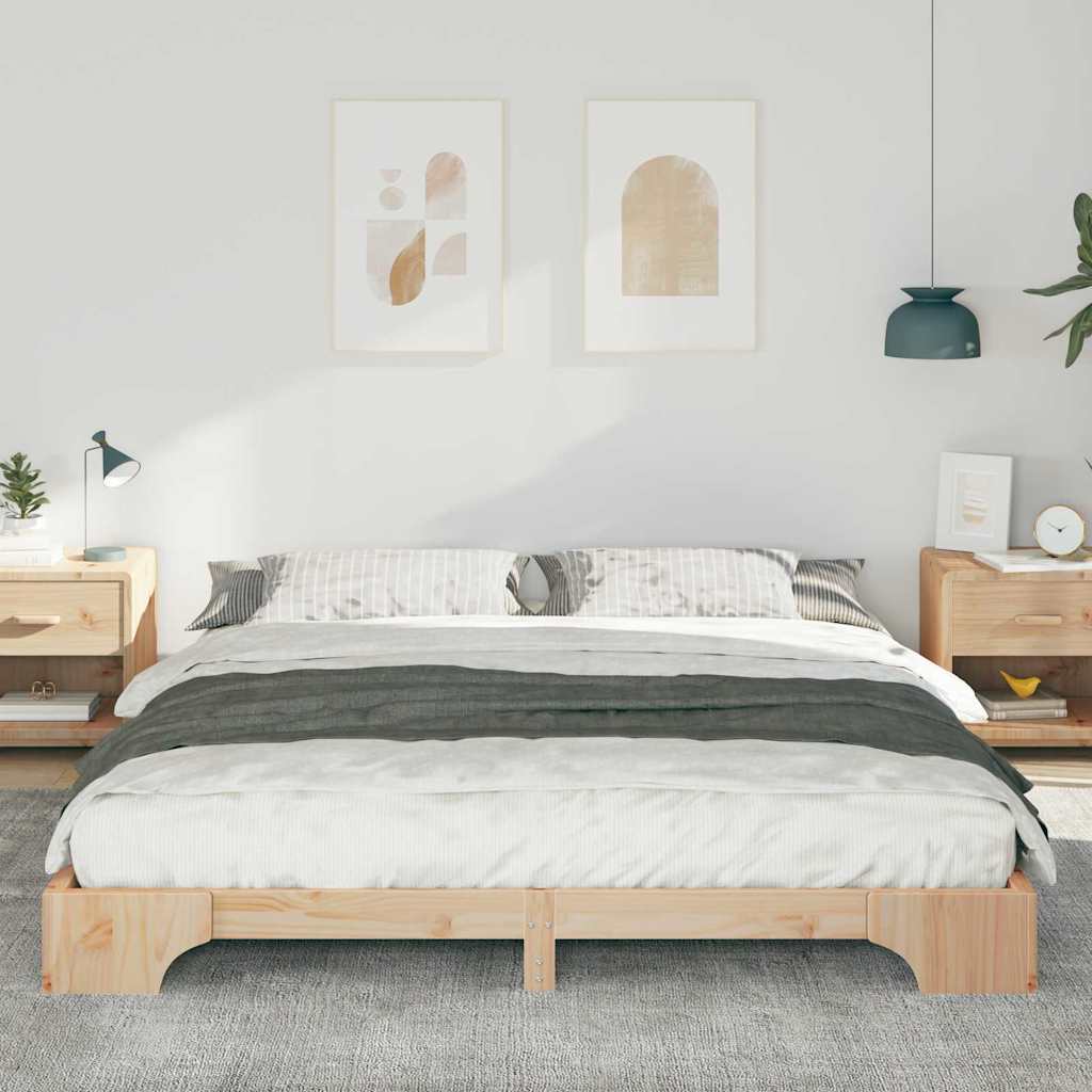 vidaXL Bed Frame Brown 180 x 210 cm Solid Pine Wood