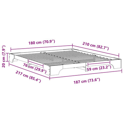 vidaXL Bed Frame Brown 180 x 210 cm Solid Pine Wood