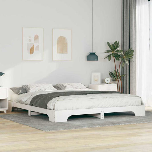 vidaXL Bed Frame White 180 x 210 cm Solid Pine Wood
