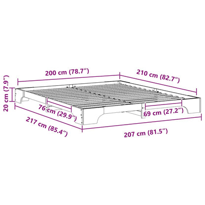 vidaXL Bed Frame Brown 200 x 210 cm Solid Pine Wood