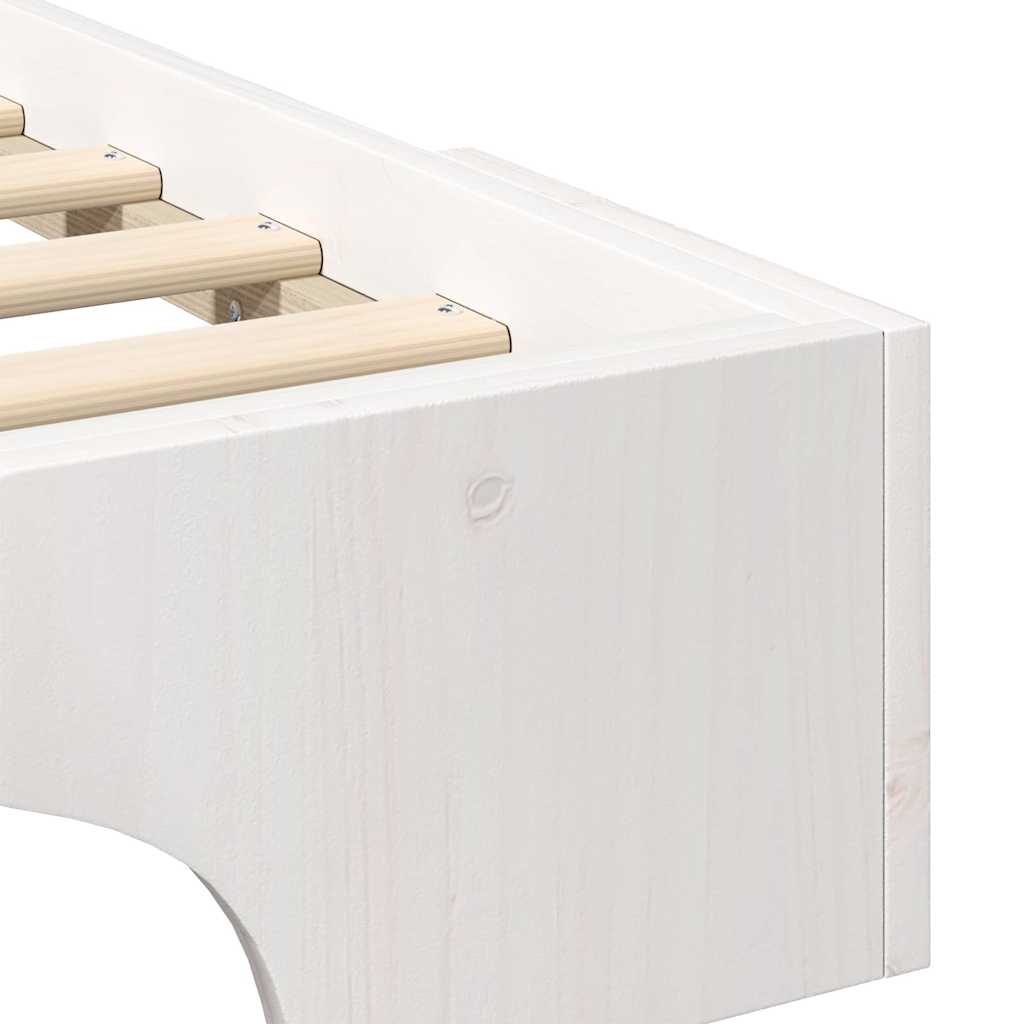 vidaXL Bed Frame White 90 x 220 cm Solid Pine Wood