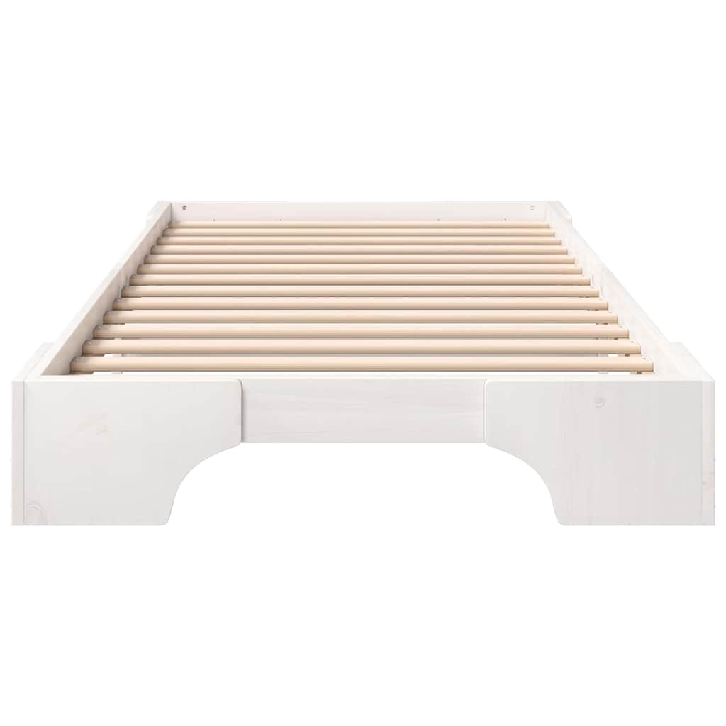 vidaXL Bed Frame White 90 x 220 cm Solid Pine Wood