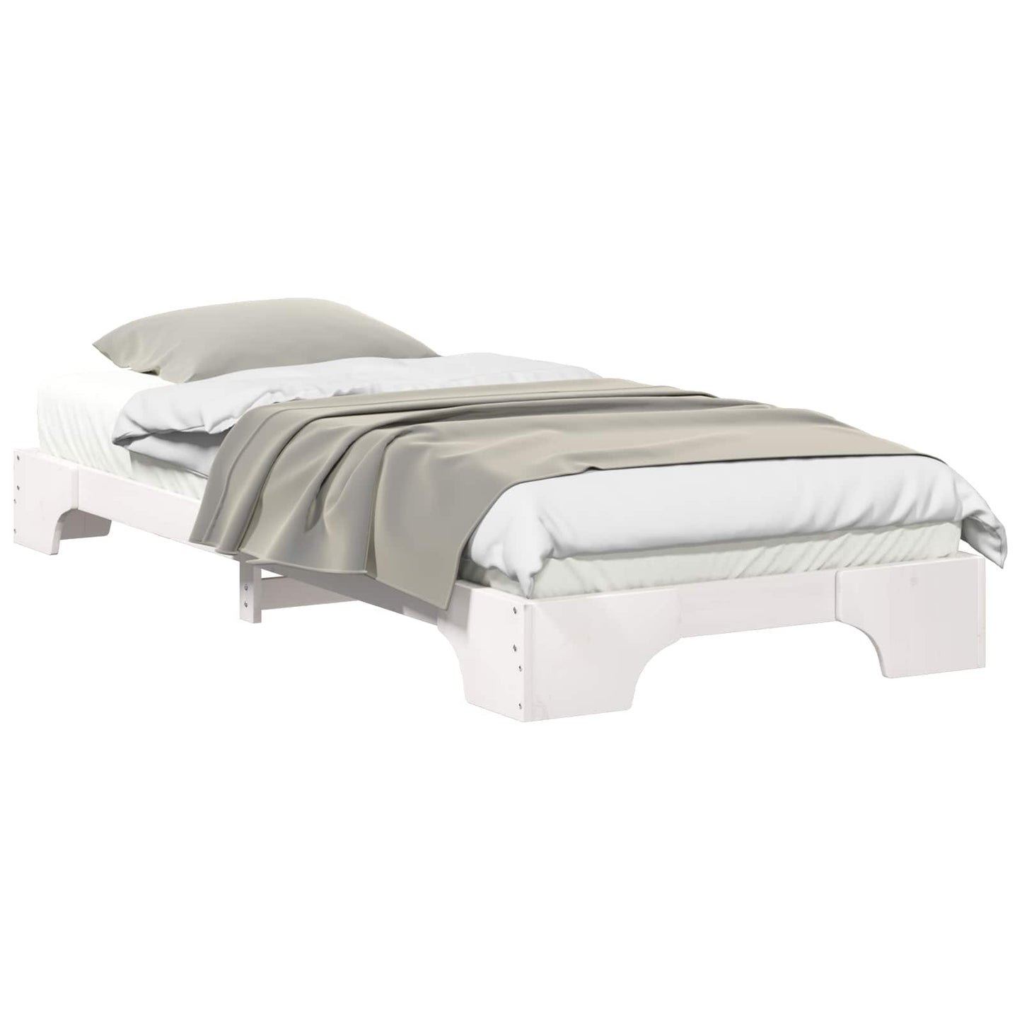vidaXL Bed Frame White 100 x 220 cm Solid Pine Wood
