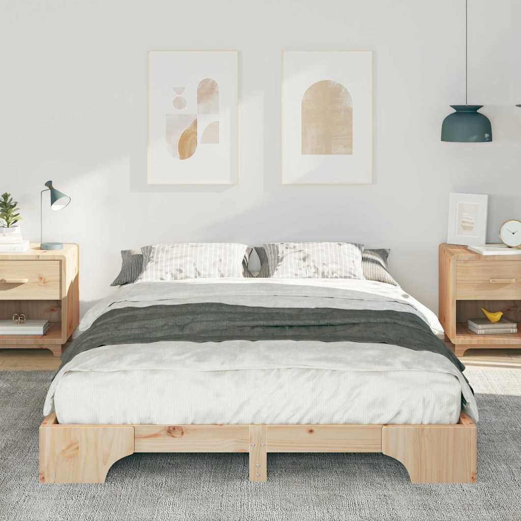 vidaXL Bed Frame Brown 140 x 220 cm Solid Pine Wood