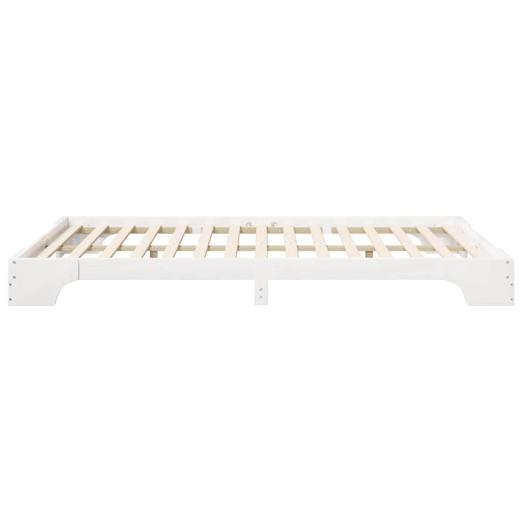 vidaXL Bed Frame White 140 x 220 cm Solid Pine Wood
