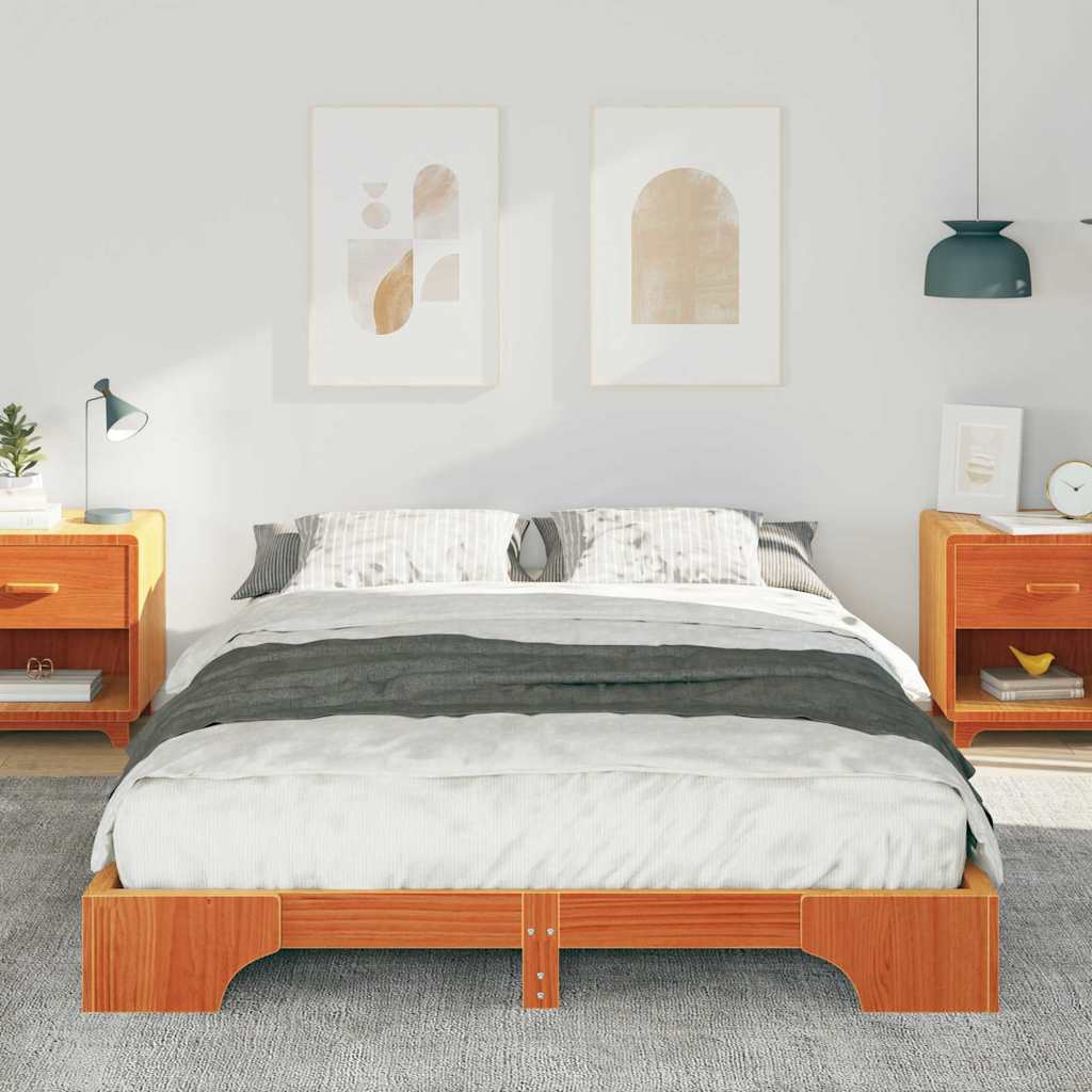 vidaXL Bed Frame Brown 140 x 220 cm Solid Pine Wood