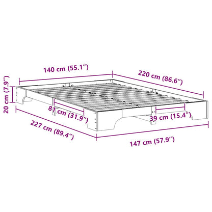 vidaXL Bed Frame Brown 140 x 220 cm Solid Pine Wood