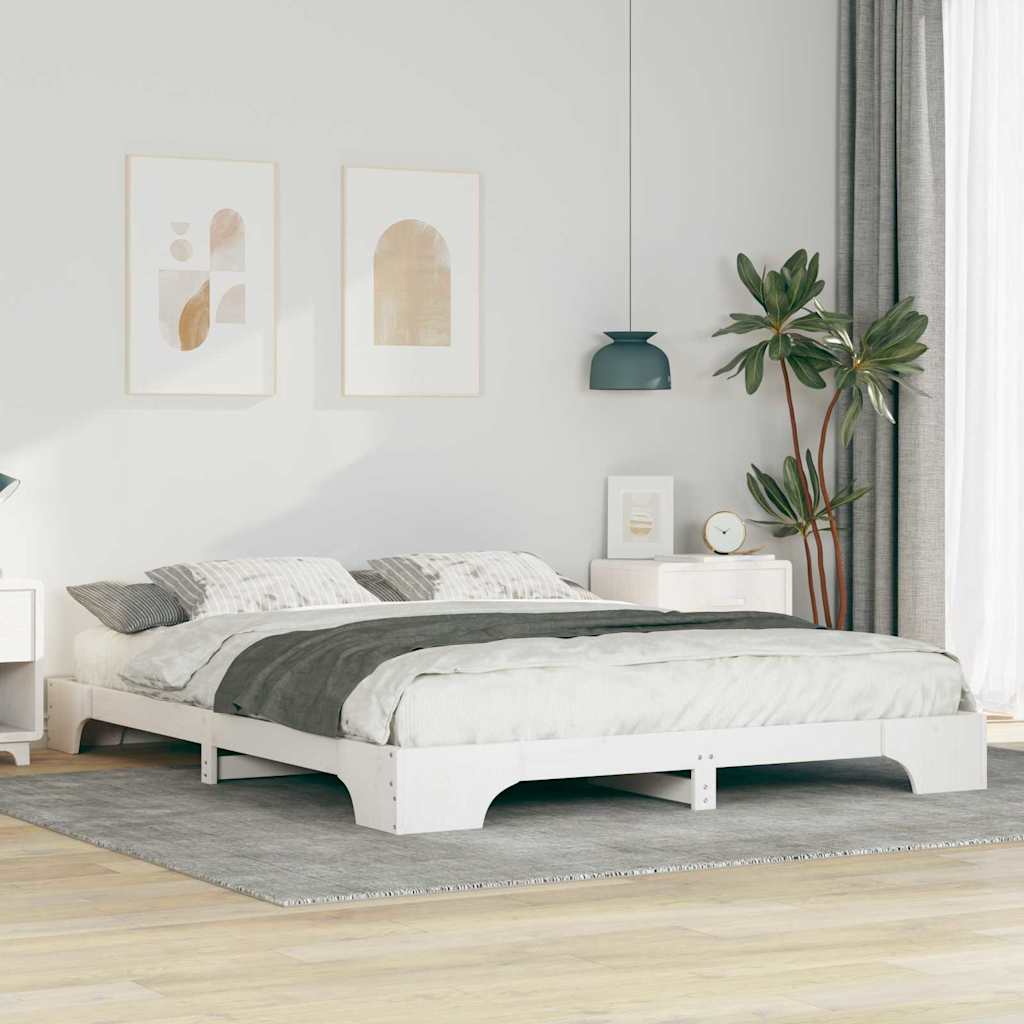 vidaXL Bed Frame White 160 x 220 cm Solid Pine Wood