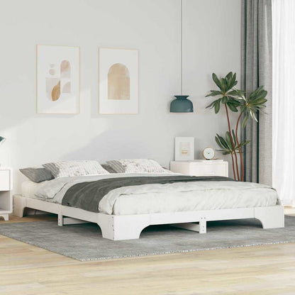 vidaXL Bed Frame White 160 x 220 cm Solid Pine Wood