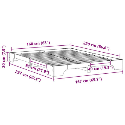 vidaXL Bed Frame White 160 x 220 cm Solid Pine Wood