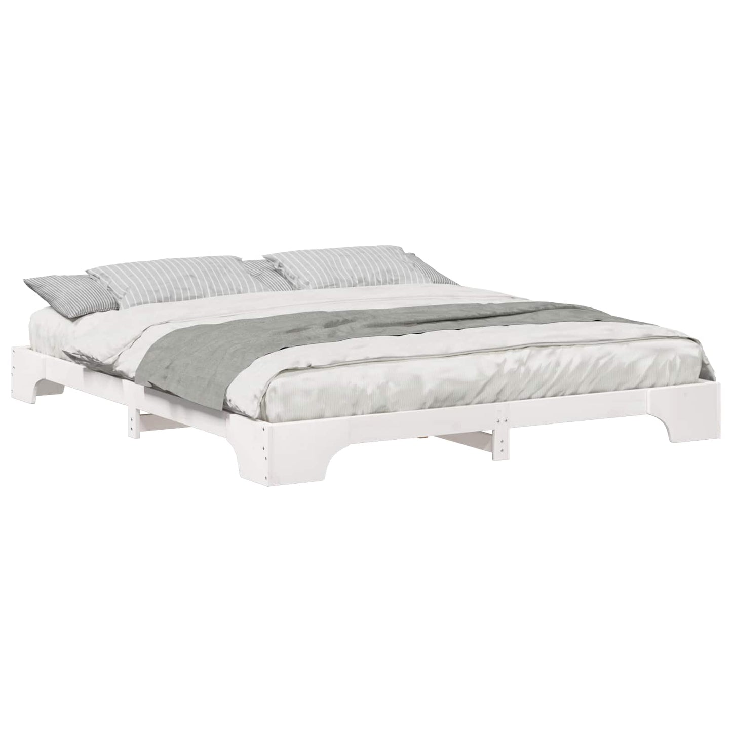 vidaXL Bed Frame White 180 x 220 cm Solid Pine Wood