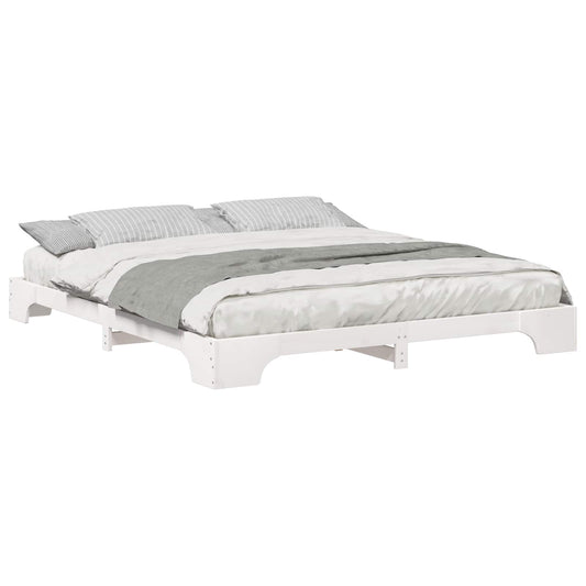 vidaXL Bed Frame White 180 x 220 cm Solid Pine Wood