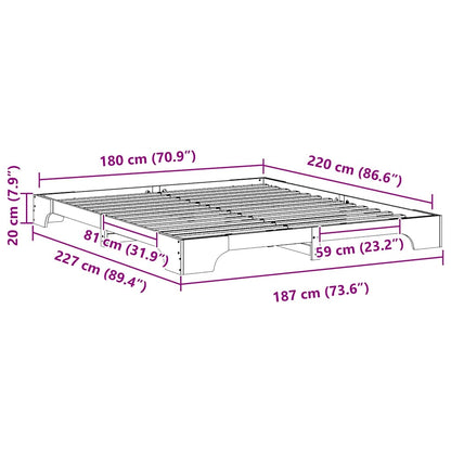 vidaXL Bed Frame White 180 x 220 cm Solid Pine Wood