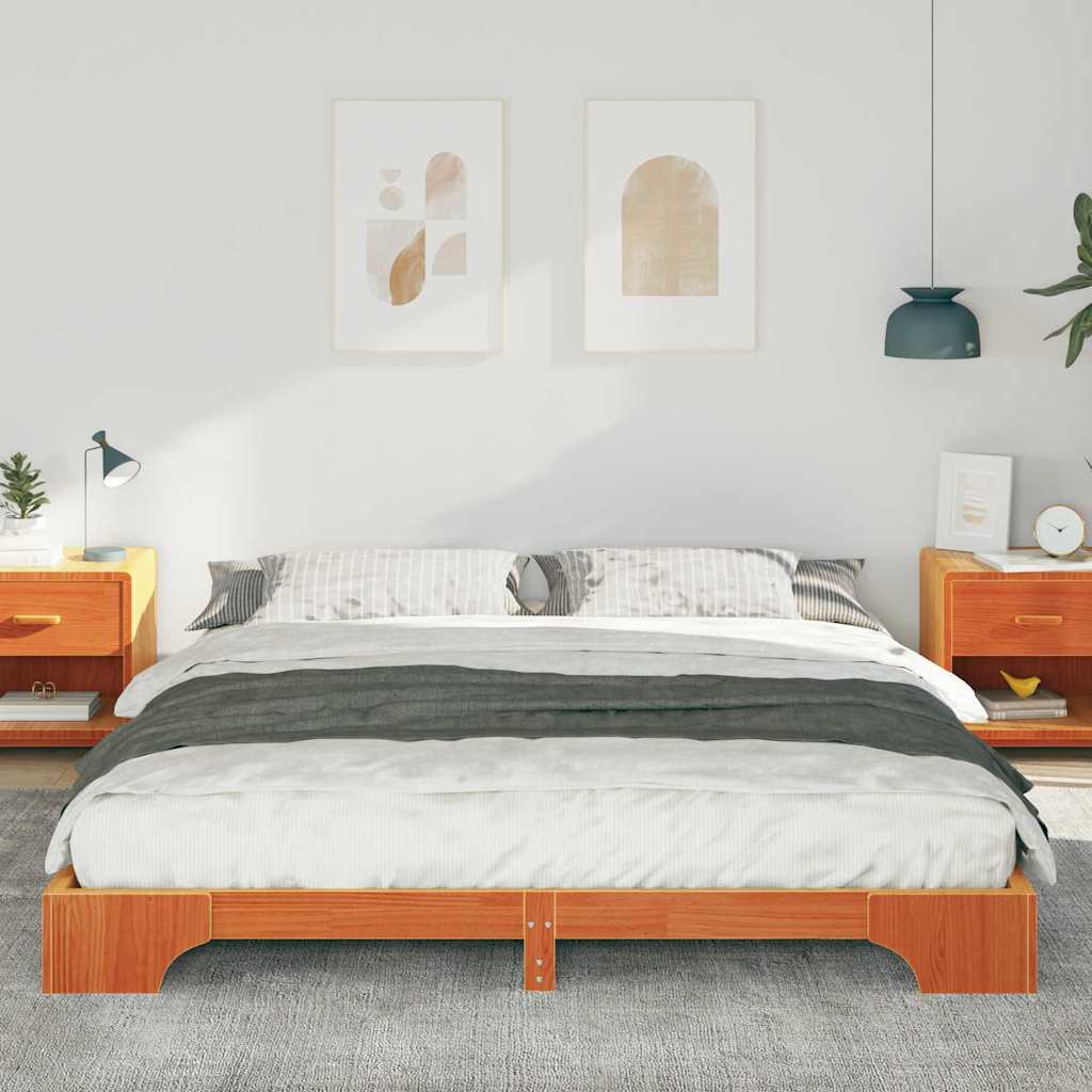 vidaXL Bed Frame Brown 180 x 220 cm Solid Pine Wood
