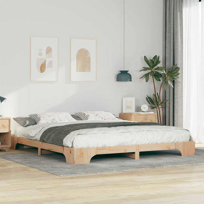 vidaXL Bed Frame Brown 200 x 220 cm Solid Pine Wood