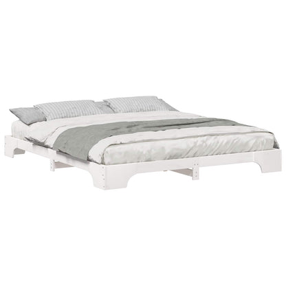 vidaXL Bed Frame White 200 x 220 cm Solid Pine Wood