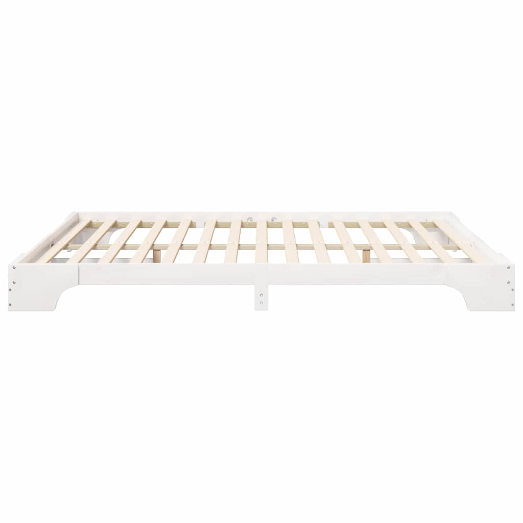 vidaXL Bed Frame White 200 x 220 cm Solid Pine Wood