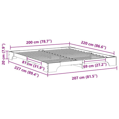 vidaXL Bed Frame White 200 x 220 cm Solid Pine Wood
