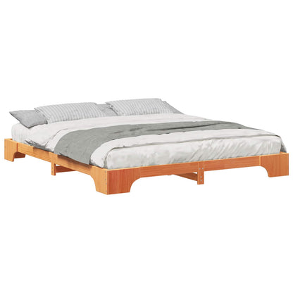 vidaXL Bed Frame Brown 200 x 220 cm Solid Pine Wood
