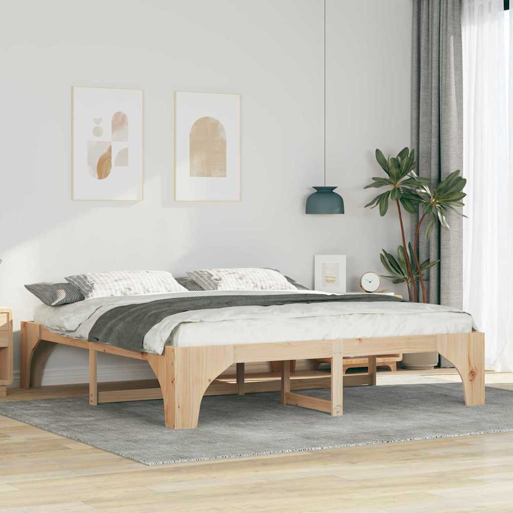 vidaXL Bed Frame Brown 200 x 200 cm Solid Pine Wood