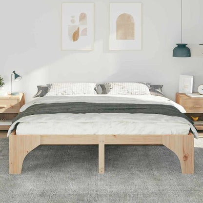 vidaXL Bed Frame Brown 200 x 200 cm Solid Pine Wood